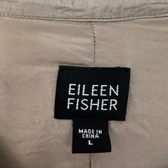 EILEEN FISHER QUILTED TUSSAH DIAMOND SILK MAGNETIC CLOSURE JACKET SIZE LARGE. - Picture 8 of 13